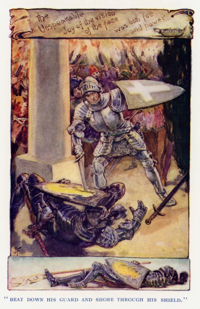 Illustration för Sir Knight of the Splendid Way (färg litho) av Joseph (after) Finnemore