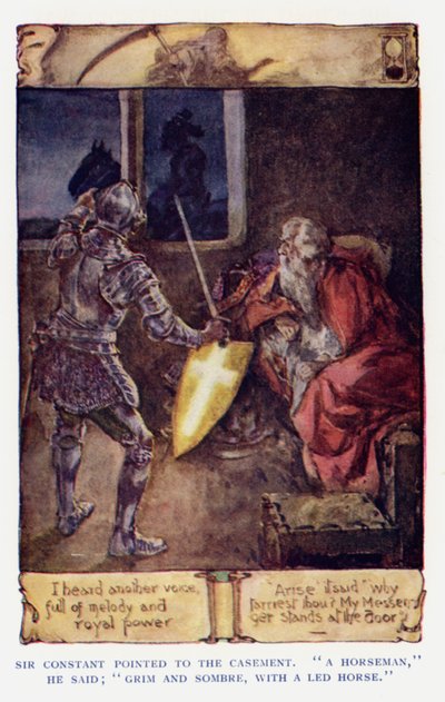 Illustration till Sir Knight of the Splendid Way (färglitografi) av Joseph (after) Finnemore