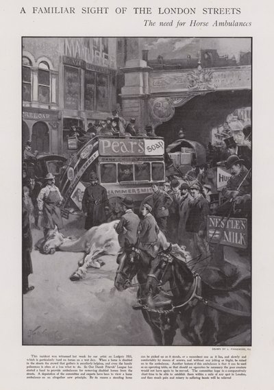 Behovet av hästambulanser på Londons gator (litho) av Joseph (after) Finnemore