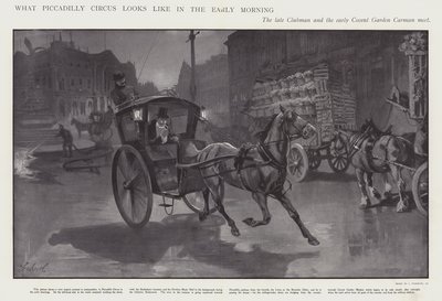 Hur Piccadilly Circus ser ut tidigt på morgonen (litho) av Joseph (after) Finnemore