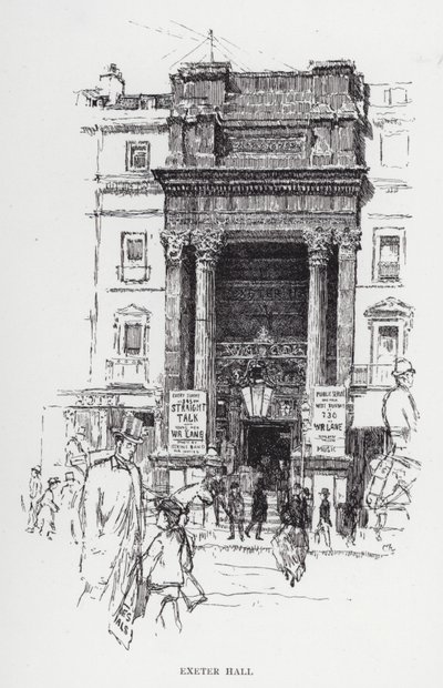 Exeter Hall (litho) av Joseph (after) Pennell