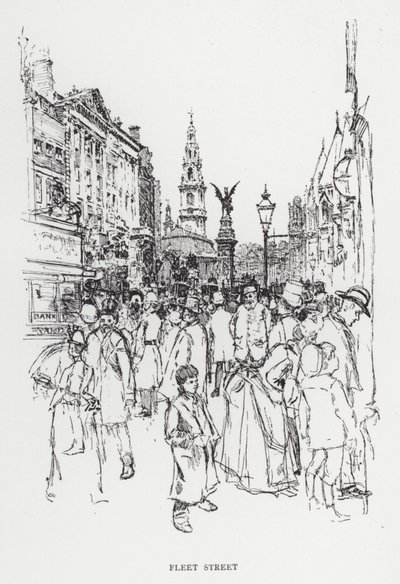 Fleet Street (litho) av Joseph (after) Pennell