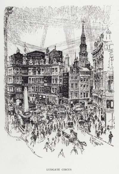 Ludgate Circus (litho) av Joseph (after) Pennell