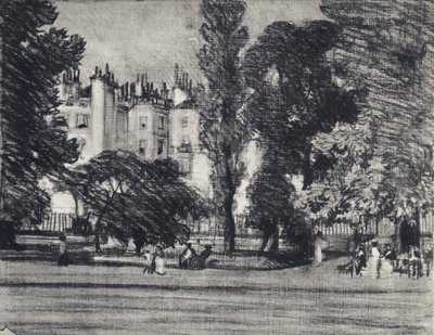 Park Lane, från parken (litho) av Joseph (after) Pennell