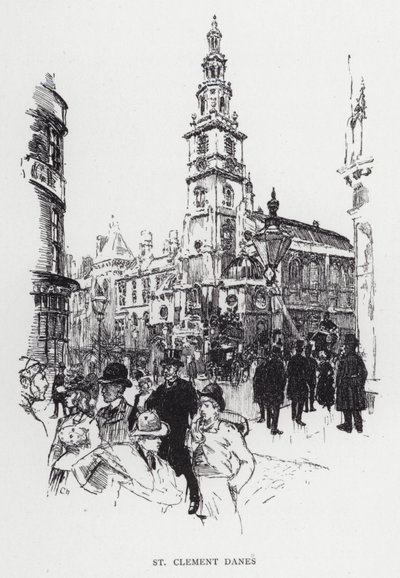 St Clement Danes (litho) av Joseph (after) Pennell