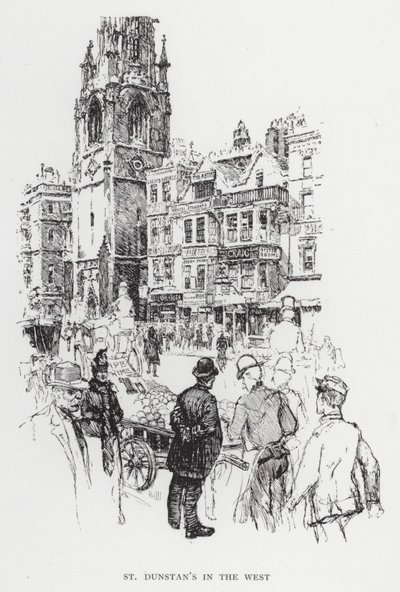 St Dunstans i väst (litho) av Joseph (after) Pennell