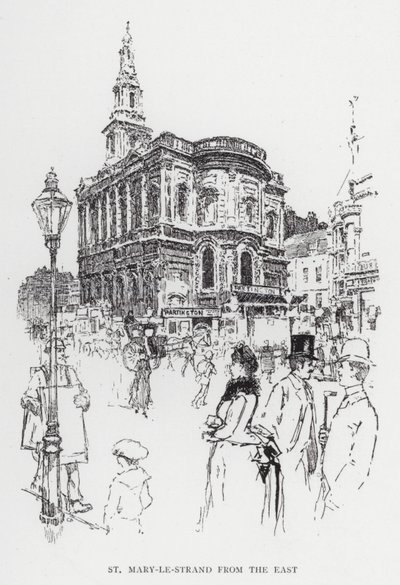 St Mary-le-Strand från öst (litho) av Joseph (after) Pennell