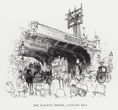 Järnvägsbron, Ludgate Hill (litho) av Joseph (after) Pennell