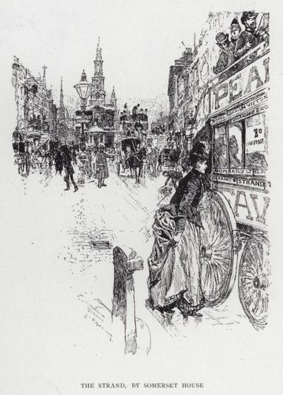 The Strand, av Somerset House (litho) av Joseph (after) Pennell