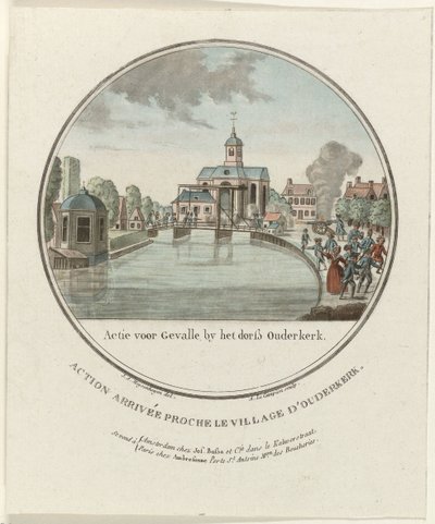Attack vid Ouderkerk aan de Amstel, 1787 Action för Gevalle av dorß Ouderkerk / Action arrivée proche le village d