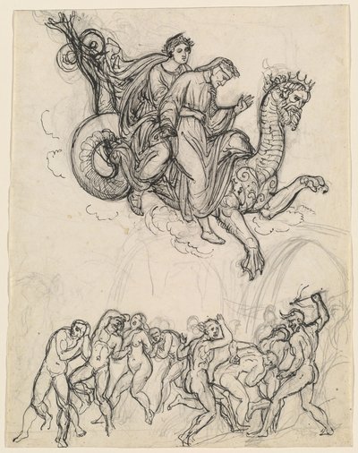 Dante och Virgil rider på Geryons rygg av Joseph Anton Koch