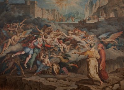 Dante och Vergilius i helvetets andra cirkel, 1823. av Joseph Anton Koch