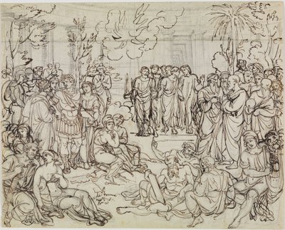 Dante och Vergilius bland hedningarna i Limbo (Dantes Inferno, sång 4, v. 52) av Joseph Anton Koch