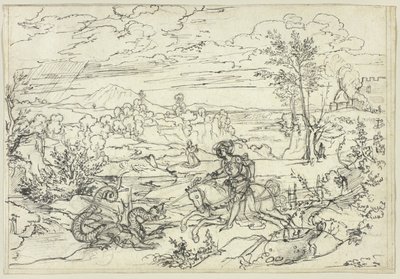 Landskap med Saint George and the Dragon och Monte Soratte av Joseph Anton Koch