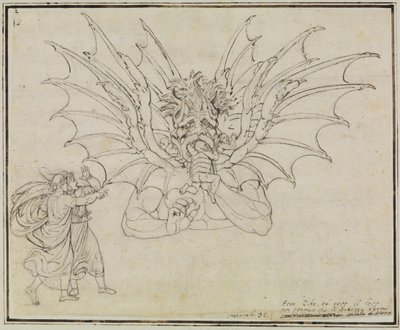 Lucifer (Dantes Inferno, sång 34, vers 37) av Joseph Anton Koch