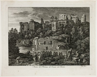 Ruinerna av Caesarpalatset i Rom, skylt åtta från Die Römische Ansichten av Joseph Anton Koch