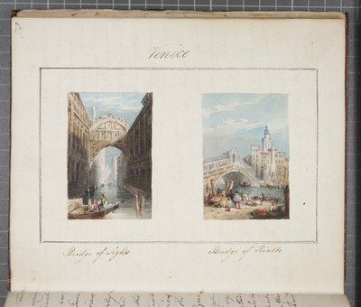 Venedig, inklistrad i Thomas Moodys Journal of a tour through Schweiz and Italy, 1822 (wc på papper) av Joseph Axe Sleap