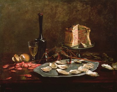 Stilleben med skaldjur (olja på duk) av Joseph Bail