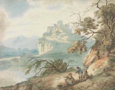 Slott och figurer i ett landskap av Joseph Barber
