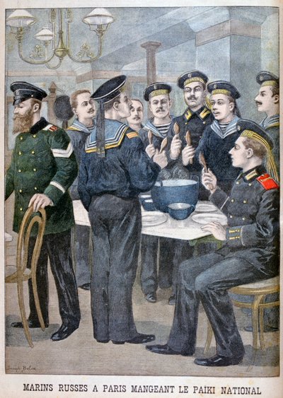 Ryska marinsoldater äter paiki i Paris, 1900 av Joseph Belon