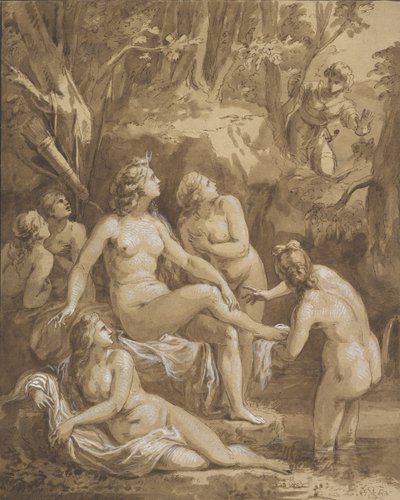 Diana och Actaeon, sent 1700-tidigt 1800-tal. av Joseph Bergler