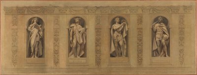 Skiss till kyrkan Saint-Paul-Saint-Louis: Robert le Pieux. Clovis. Saint Louis. Charlemagne, mellan 1873 och 1875 (olja på duk) av Joseph Blanc