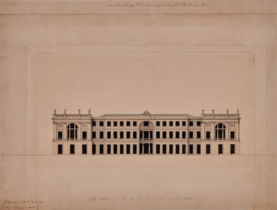 East Front of Langley Hall i Kent av Joseph Bonomi