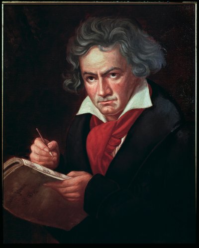 Porträtt av Ludwig van Beethoven (1770-1827), tysk musiker som komponerar Missa solemnis” (Ludwig van Beethoven (1770-1827) Tysk kompositör, komponerar en mässa) Målning av Karl Joseph Stieler (1781-1858) 1819-1820 Bonn, Beethovens hus av Joseph Carl Stieler
