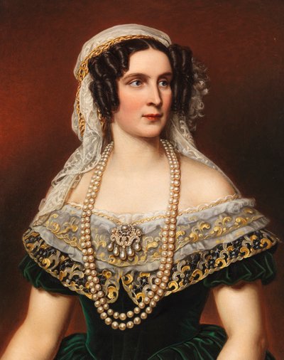 Porträtt av drottning Therese av Bayern 1792-1854, 1855. av Joseph Carl Stieler