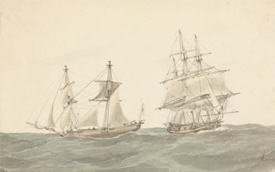 Barquentine och Fregate in Heavy Seas av Joseph Cartwright