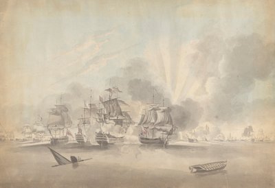 Stridsplats: Slagskepp, fregatter och korvetter; Sjunkande båt och roddbåt av Joseph Cartwright