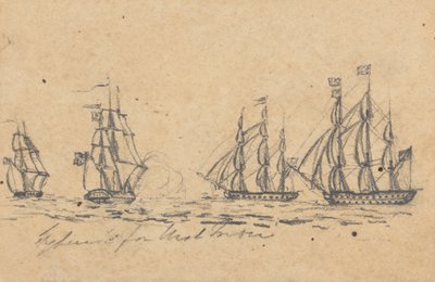 Destinerad (?) för Västindien: Fyra slagskepp av Joseph Cartwright