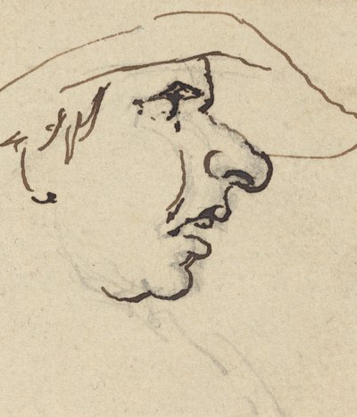 Profil av man med stor näsa som bär hatt av Joseph Cartwright