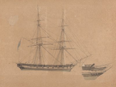 Sidovy av singelbriggen och fören av en annan av Joseph Cartwright