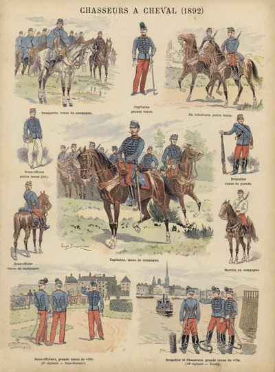 Chasseurs en cheval av den franska armén av Joseph Charles (after) Beuzon