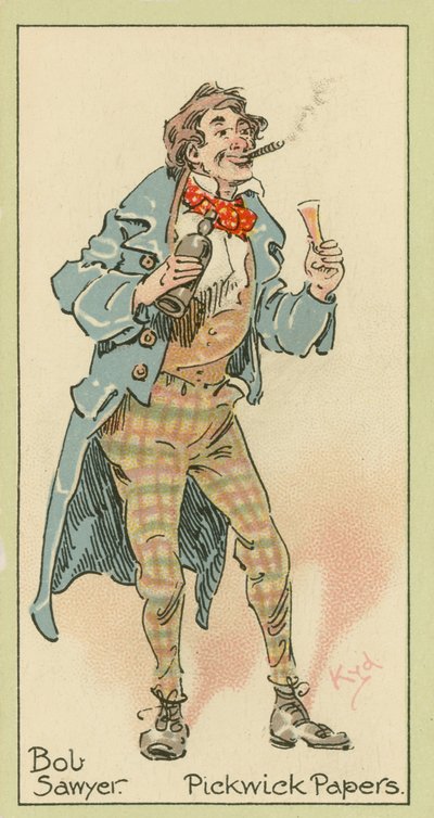 Bob Sawyer, Pickwick Papers (färglitografi) av Joseph Clayton (1856-1937) (after) Clarke