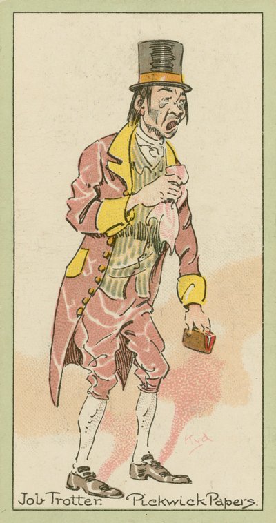 Job Trotter, Pickwick Papers (färglitografi) av Joseph Clayton (1856-1937) (after) Clarke
