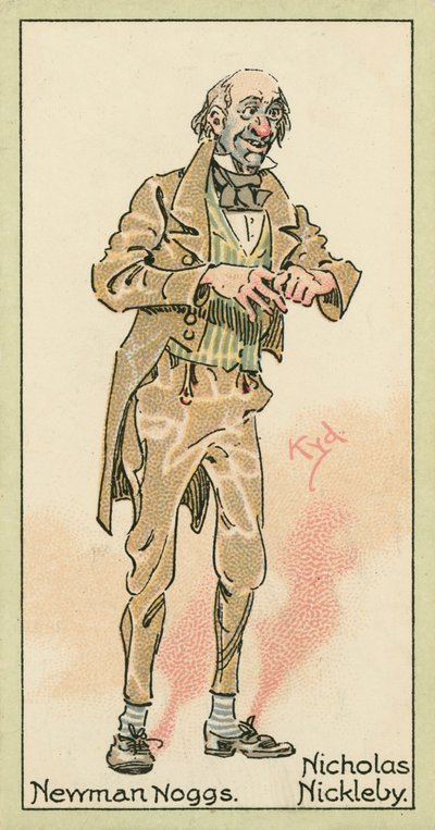 Newman Noggs, Nicholas Nickleby (färglitografi) av Joseph Clayton (1856-1937) (after) Clarke