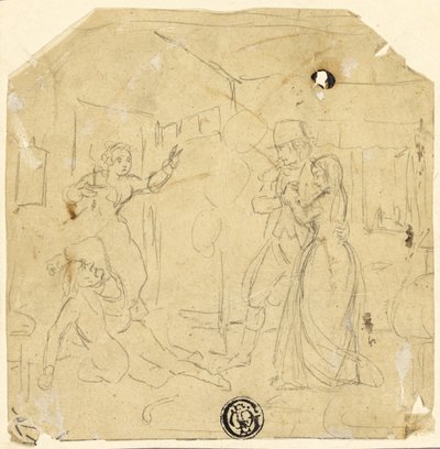 Dramatisk scen med par, äldre man av Joseph Clayton Bentley