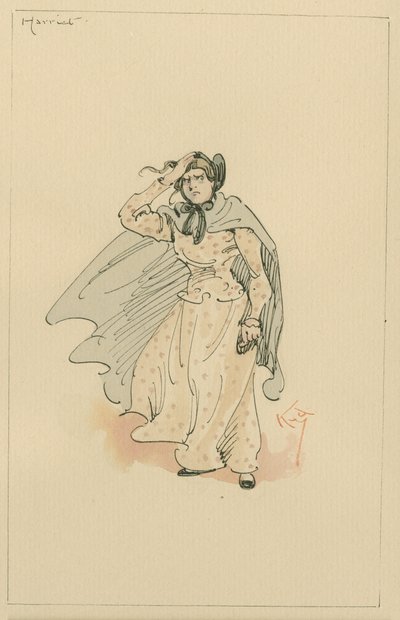 Miss Harriet Carker, ca 1920-talet (penna och bläck med wc på papper) av Joseph Clayton Clarke