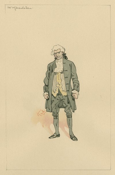 Mr Geoffrey Haredale, ca 1920-talet (penna och bläck med wc på papper) av Joseph Clayton Clarke