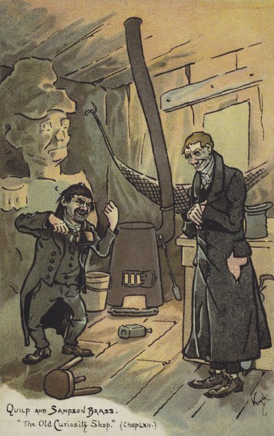 Quilp och Sampson Brass, The Old Curiosity Shop av Joseph Clayton Clarke