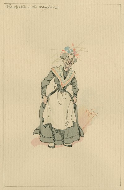 Herrgårdens värdinna, ca 1920-talet (penna och bläck med wc på papper) av Joseph Clayton Clarke