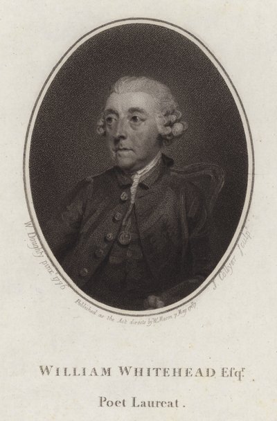 William Whitehead, engelsk poet och dramatiker (gravyr) av Joseph Collyer