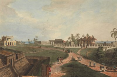 Government House & Council House, Fort Marlborough, Benkulen, Sumatra, 1799 av Joseph Constantine Stadler