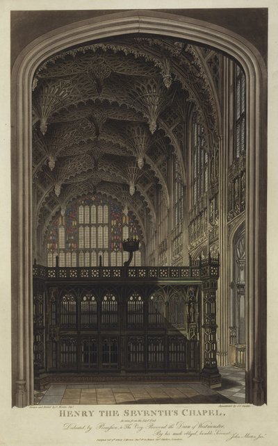 Henry VII Chapel, Westminster Abbey, London (akvatint) av Joseph Constantine Stadler