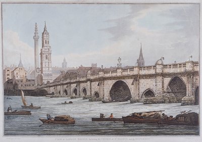 London Bridge gamla, London, 1790 av Joseph Constantine Stadler