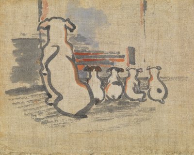 Foxhound och valpar (gouache på linne) av Joseph Crawhall