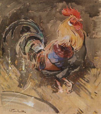 The Minorca Cock (gouache på linne) av Joseph Crawhall