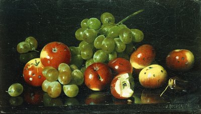 Stilleben med crabapples och vindruvor, av Joseph Decker